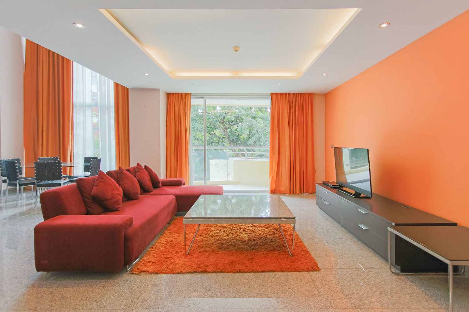 Large Two Bedroom Duplex For Rent in Phra Khanong-living-room-1