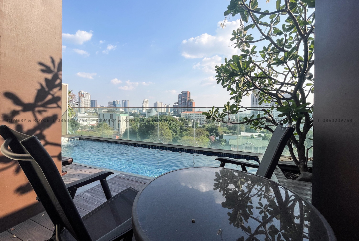 Modern Pet Friendly Two Bedroom Duplex with Private Pool Condo for Rent in Thong Lor