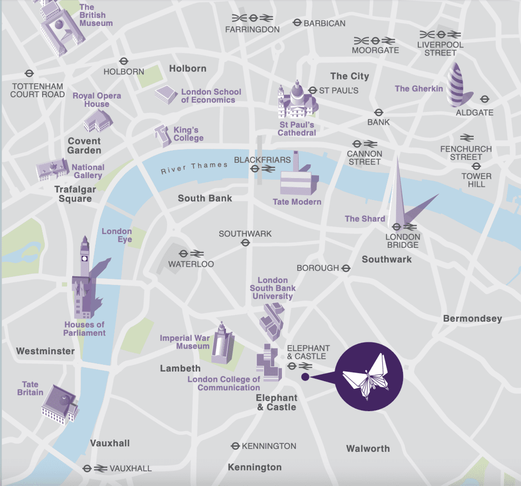 London map with icon