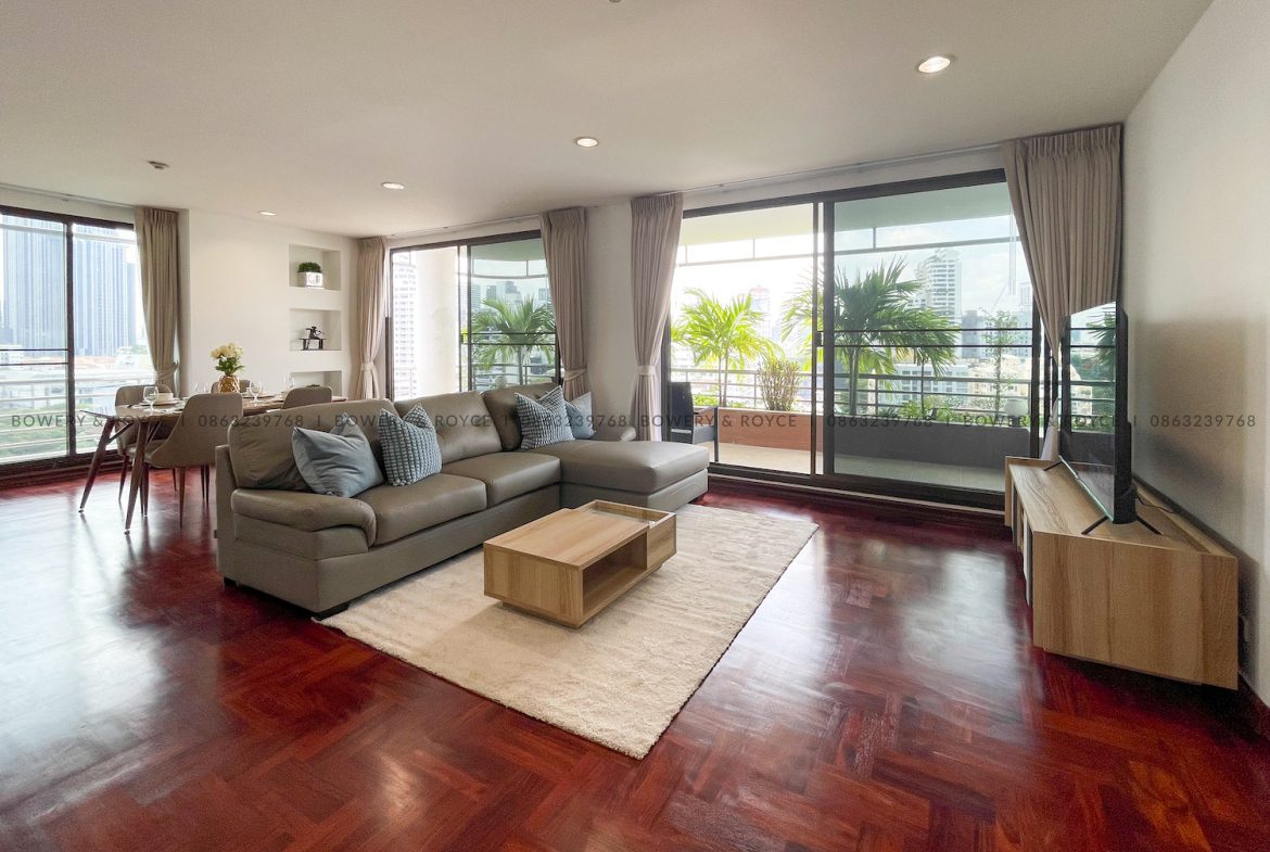 Large Terrace Two Bedroom Apartment for Rent in Thong Lor