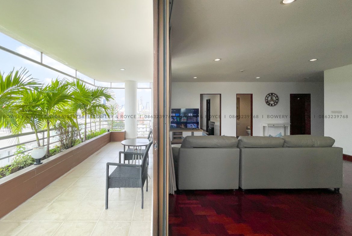 Large Terrace Two Bedroom Apartment for Rent in Thong Lor