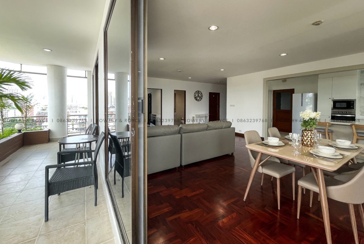 Large Terrace Two Bedroom Apartment for Rent in Thong Lor