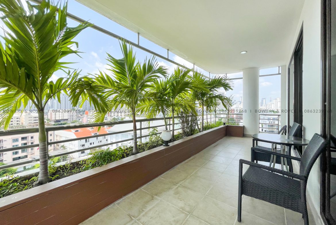 Large Terrace Two Bedroom Apartment for Rent in Thong Lor