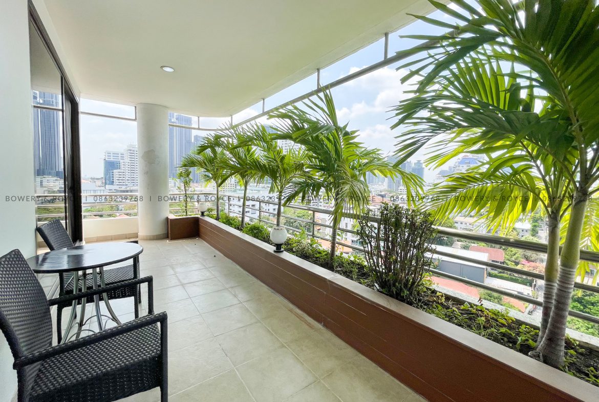 Large Terrace Two Bedroom Apartment for Rent in Thong Lor