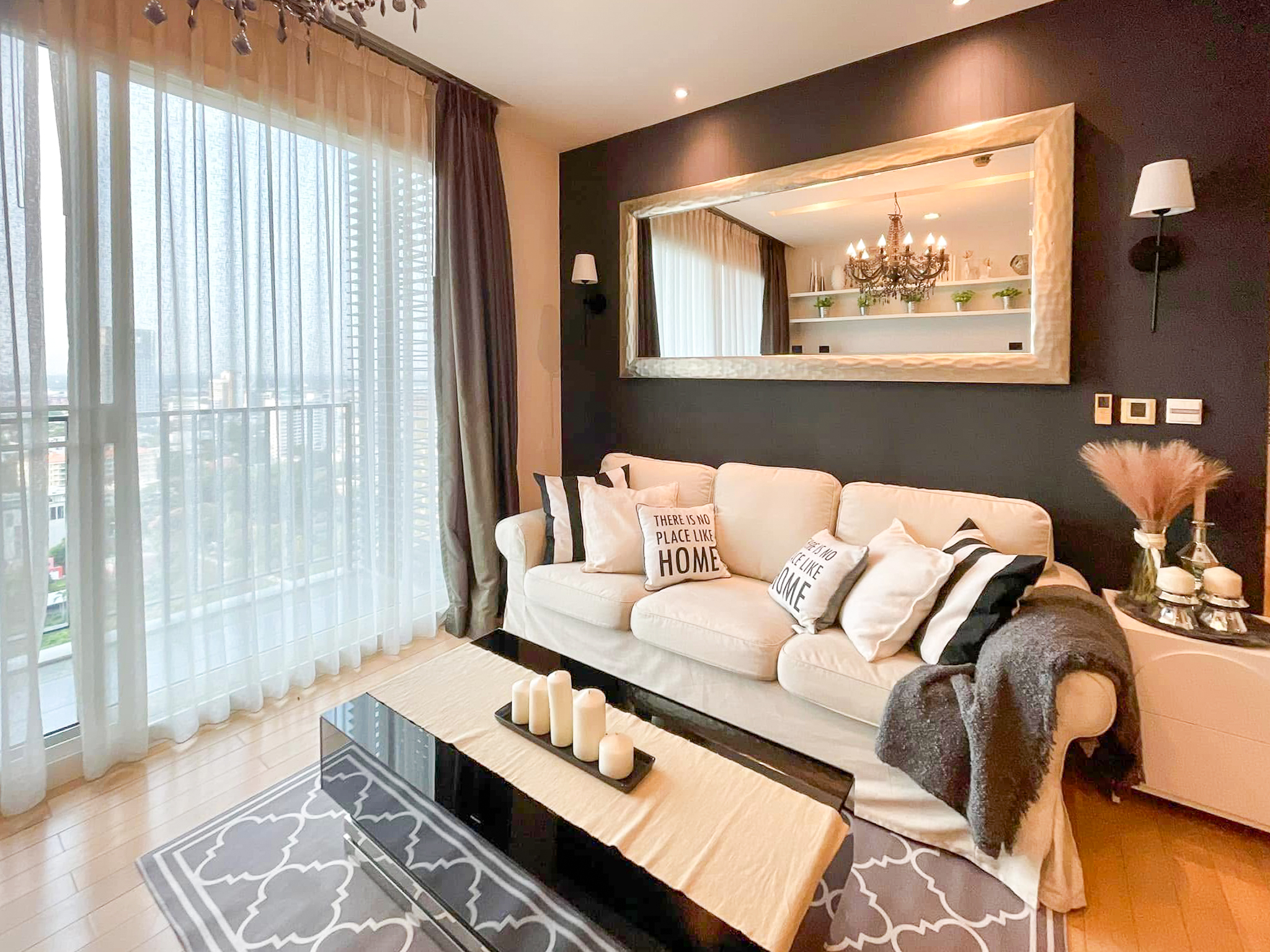 Luxury 2-bedroom condo at SIRI at Sukhumvit for rent and sale. Just 2 minutes walk to BTS Thong Lor. 24th floor with pool view, fully furnished, modern design. Rent 65,000 THB/month or buy for 15.5M THB.