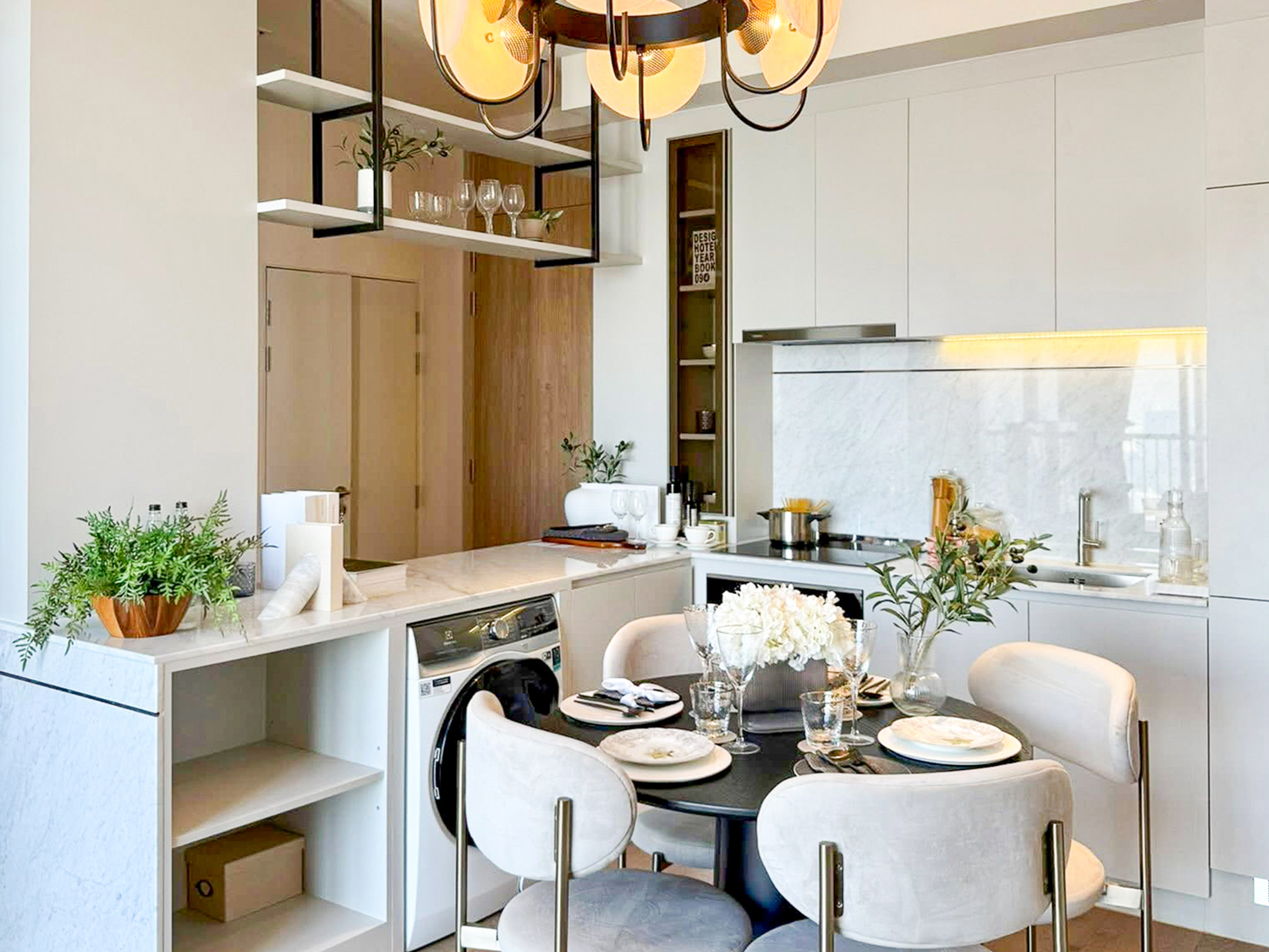 Luxury 2-bedroom duplex condo for sale at Park Origin Phrom Phong, 88 sqm on the 45th floor, fully furnished with exclusive Christian Dior decor. Stunning panoramic city views. Walk to BTS Phrom Phong and EmQuartier. Only 19.99 MB.