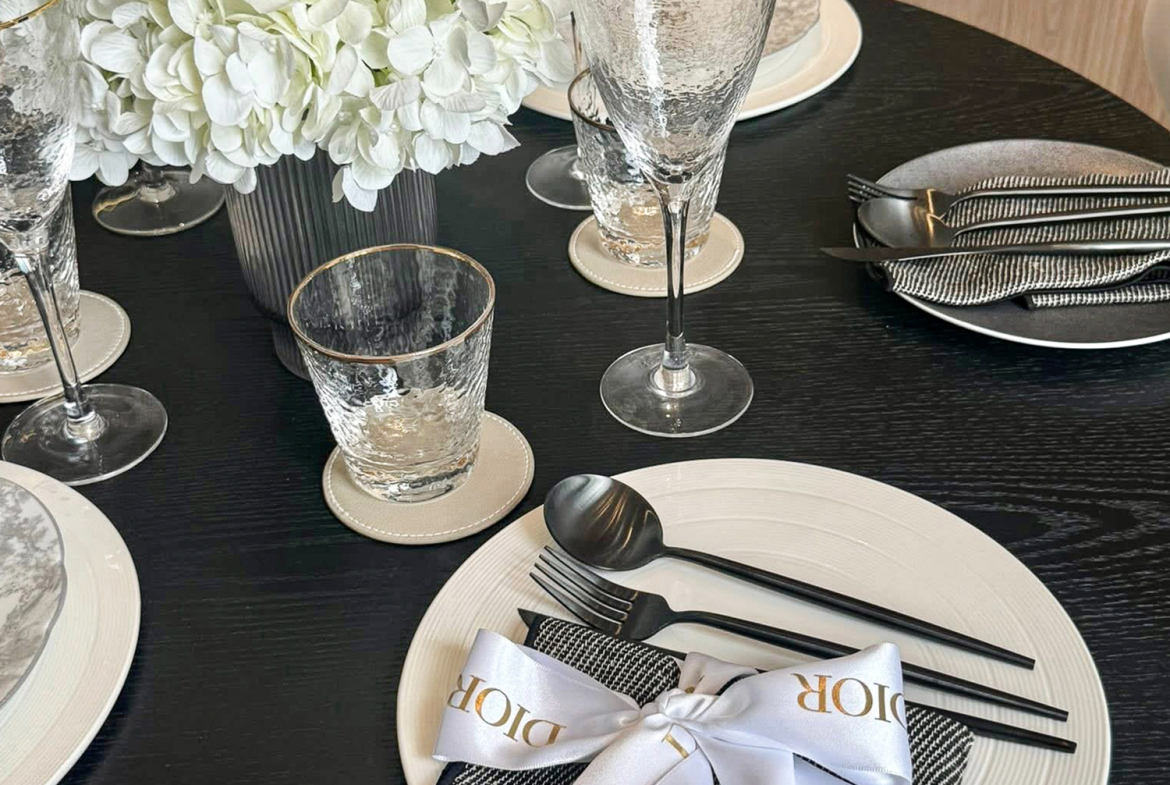 Luxury 2-bedroom duplex condo for sale at Park Origin Phrom Phong, 88 sqm on the 45th floor, fully furnished with exclusive Christian Dior decor. Stunning panoramic city views. Walk to BTS Phrom Phong and EmQuartier. Only 19.99 MB.