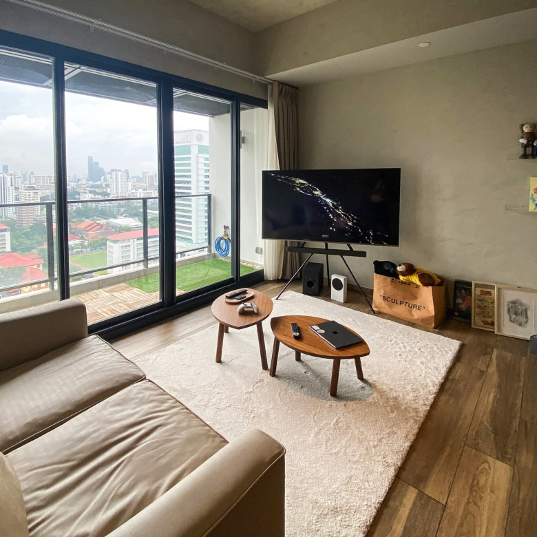 Rent this high-floor 2-bedroom condo at The Lofts Asoke with stunning city views, premium appliances, and luxury amenities. Prime Asoke location. 65,000 THB/month.