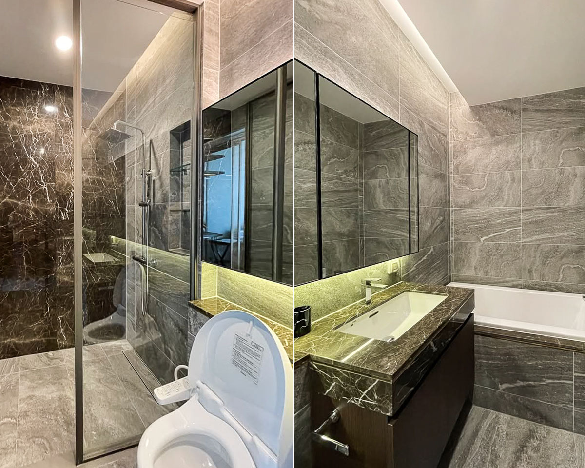 Luxury 1-bedroom condo for rent at The ESSE Sukhumvit 36. Fully furnished, 38.5 sqm, on the 14th floor with an unblocked city view. Just 20m from BTS Thonglor. Rent THB 42,000/month.