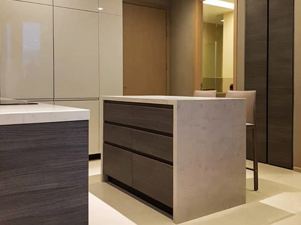 Luxury high-floor 2-bedroom condo for rent at The ESSE Asoke. Fully furnished with skyline views, top facilities, and prime Asoke location. Rent 70,000 THB/month.