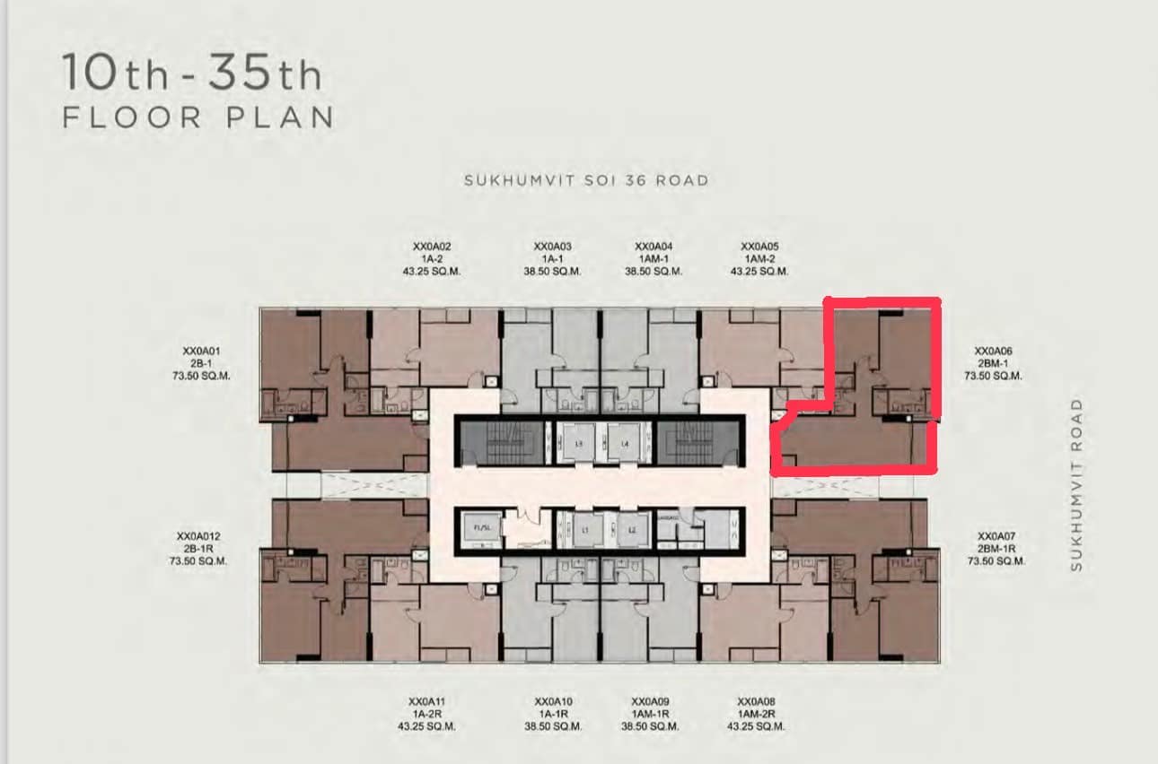For sale: 2BR, 2BA 73.5 sqm modern luxury condo on the 32nd floor at The ESSE Sukhumvit 36, fully furnished with premium amenities. Next to BTS Thonglor. Price: THB 23.5M.